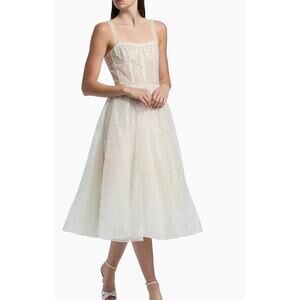Bronx and Banco Mademoiselle Bridal Midi Dress White Medium Thin Strap Sparkle